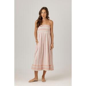 We Are Sundays Jade Strapless Dress in Rainbow Stripe L